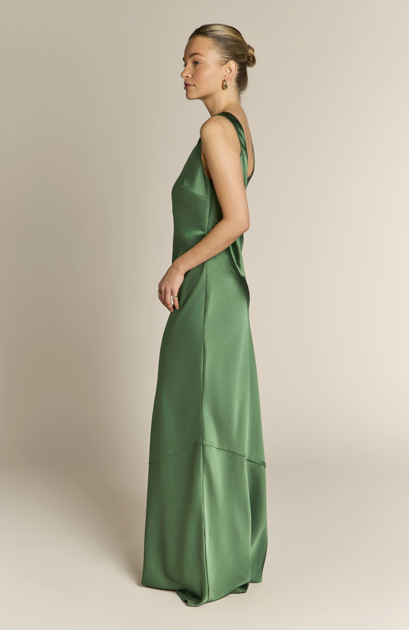Paloma Scoop Back Dress in Olive Green
