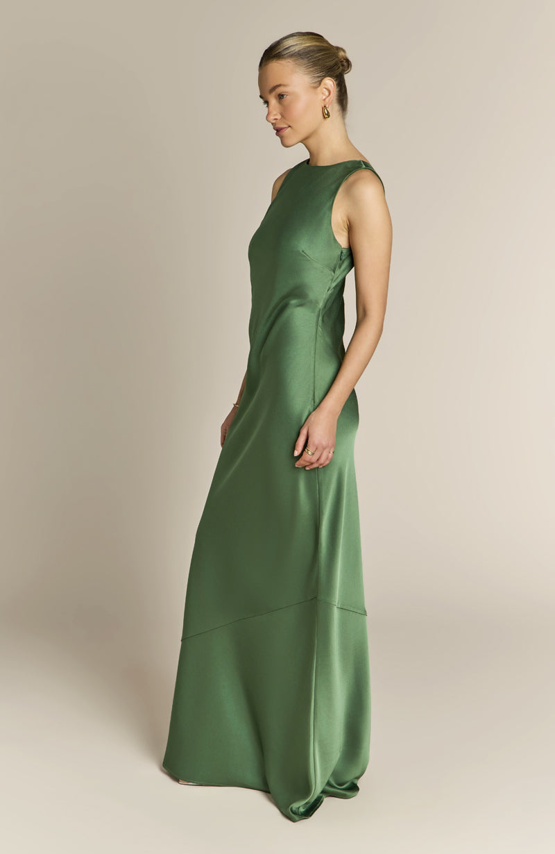 Paloma Scoop Back Dress in Olive Green