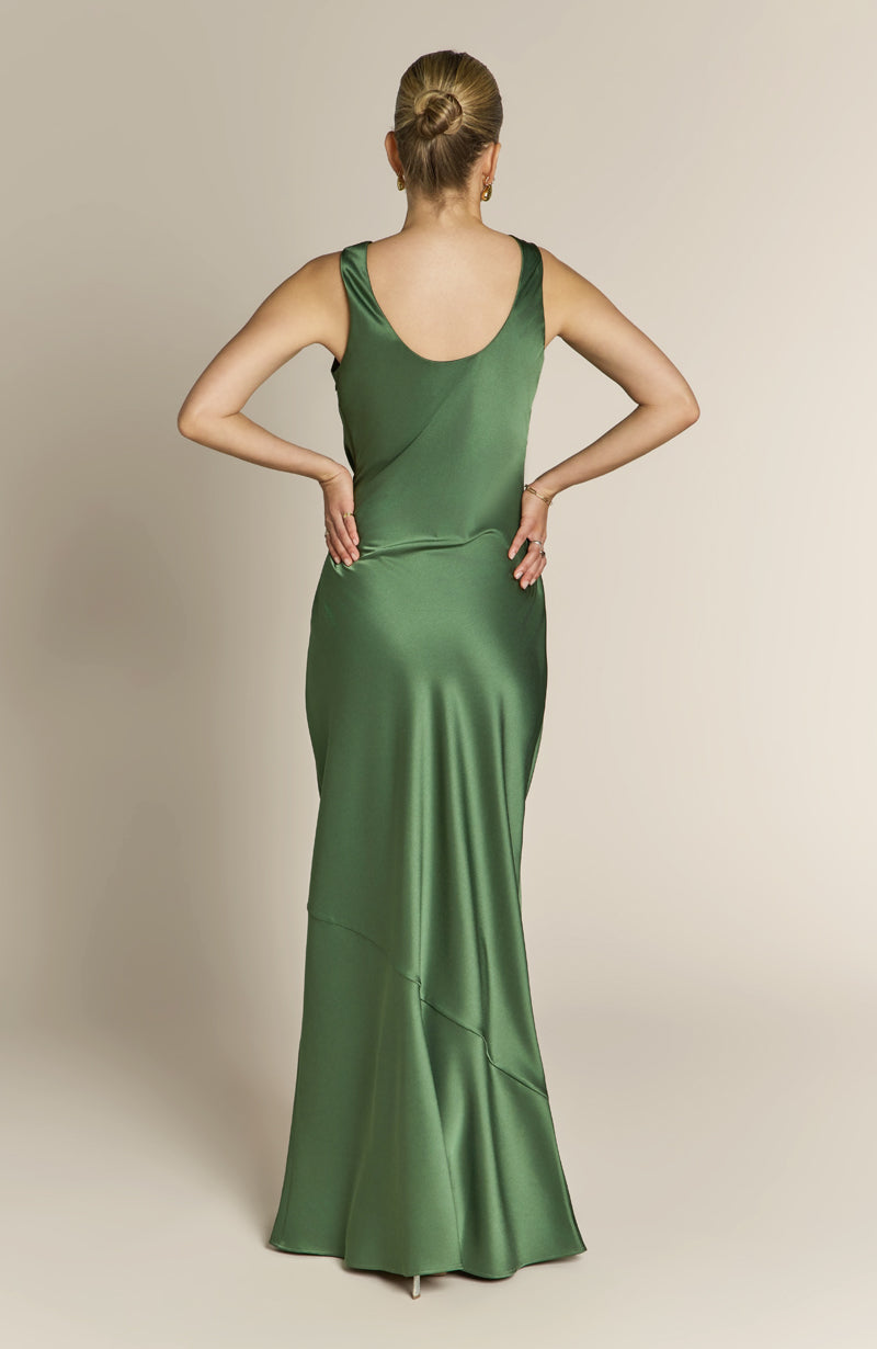 Paloma Scoop Back Dress in Olive Green