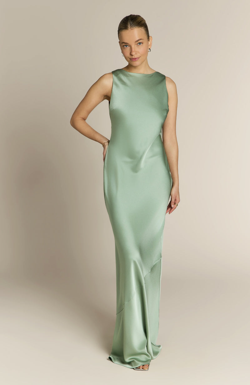 Paloma Scoop Back Dress in Sage Green