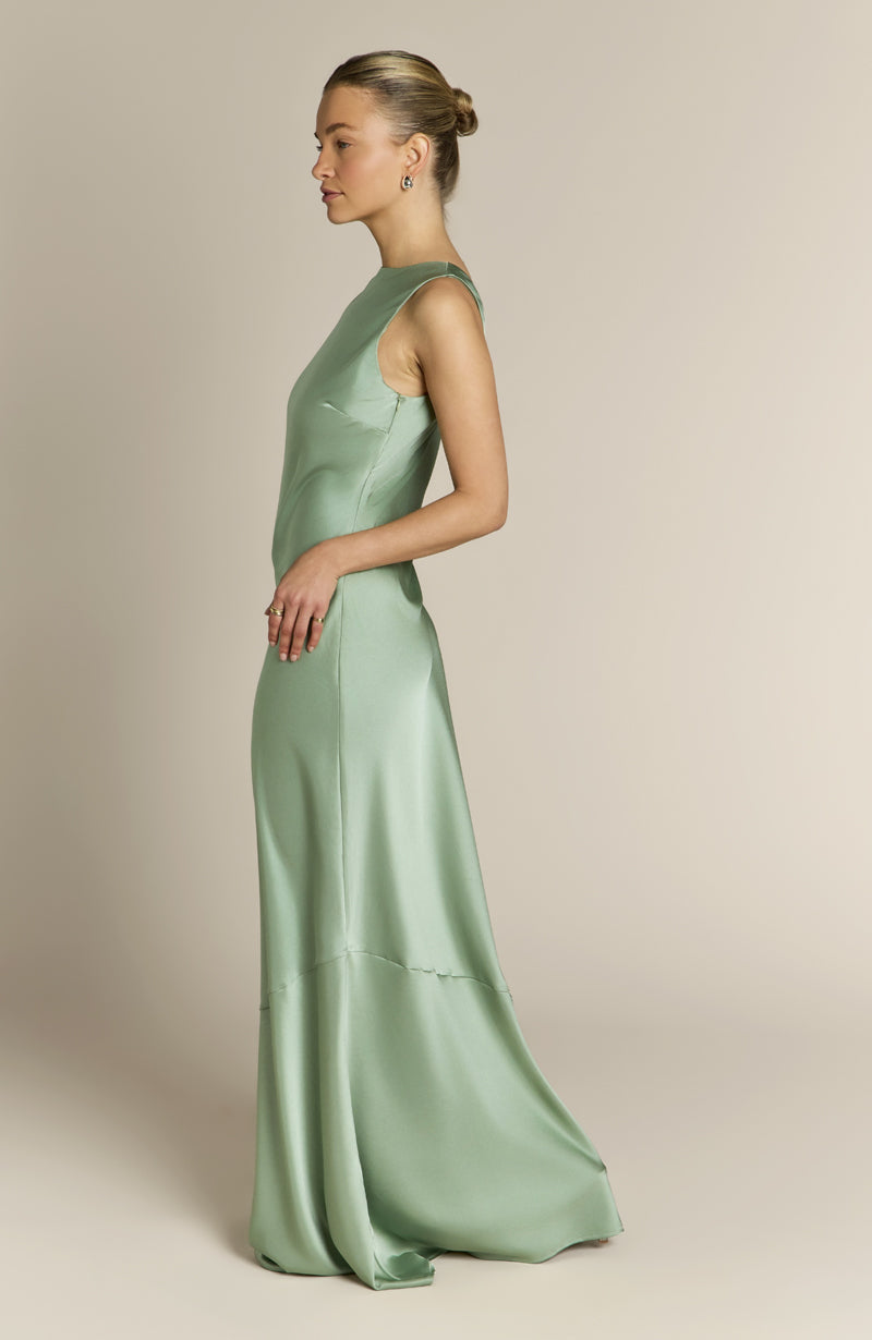 Paloma Scoop Back Dress in Sage Green