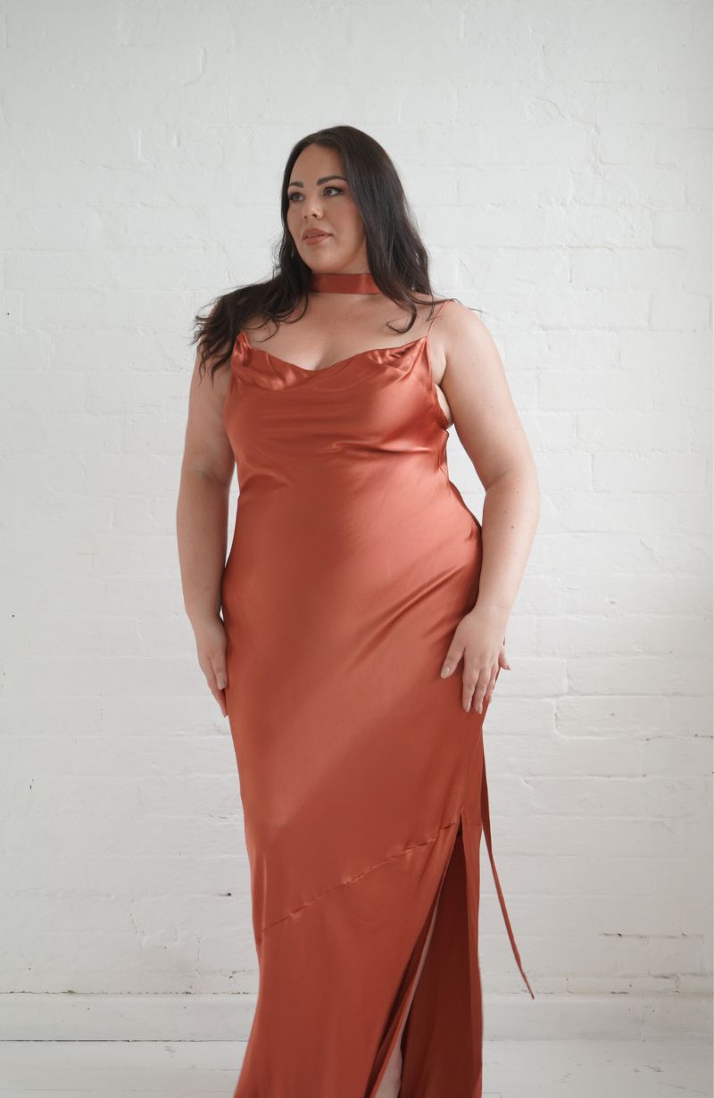 Pollenca Dress in Terracotta Satin