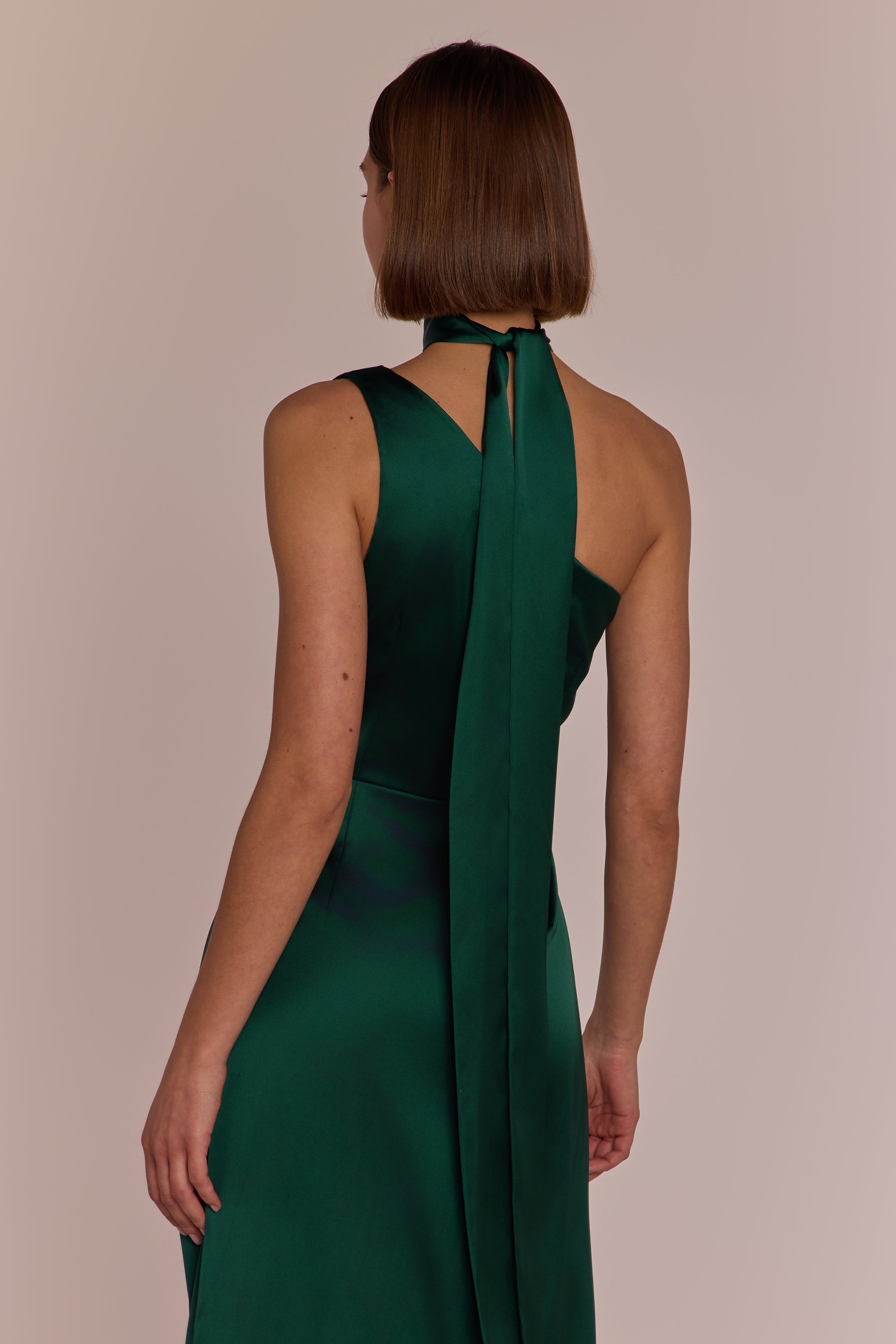 Porto Dress in Forest Green Satin