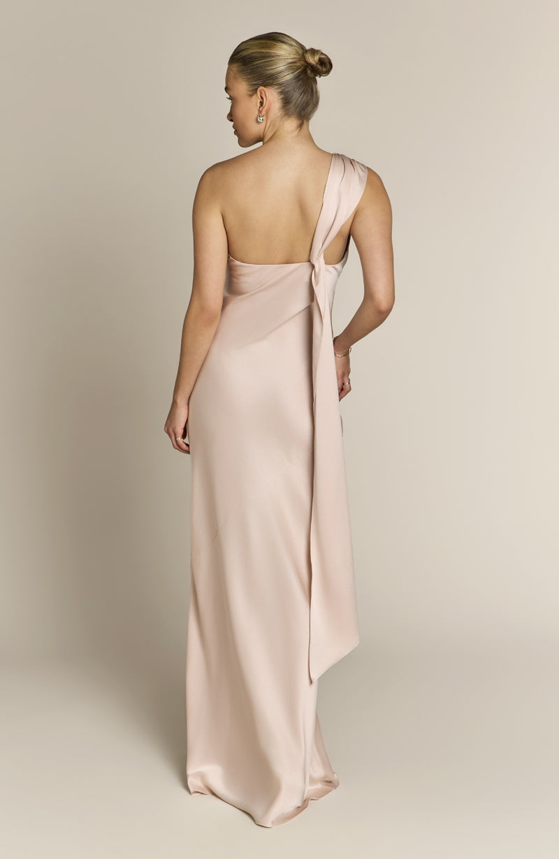 Raye One Shoulder Dress in Champagne