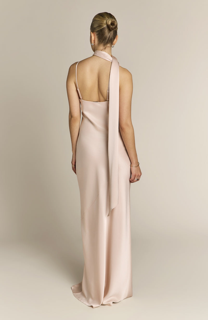 Raye One Shoulder Dress in Champagne