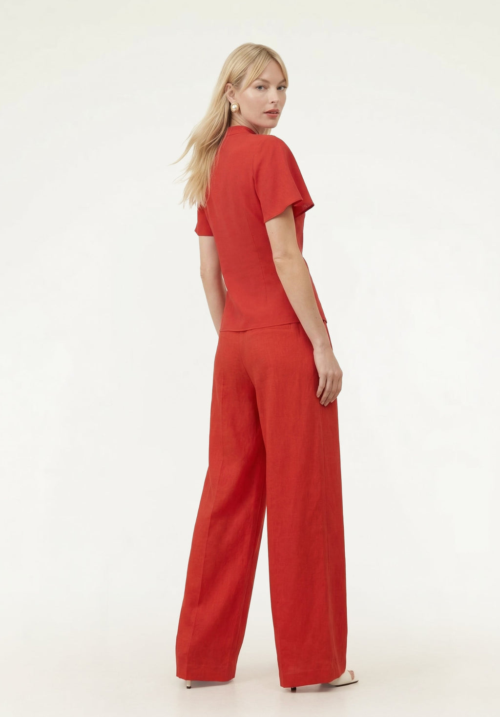 Camille Flutter Sleeve Top In Red