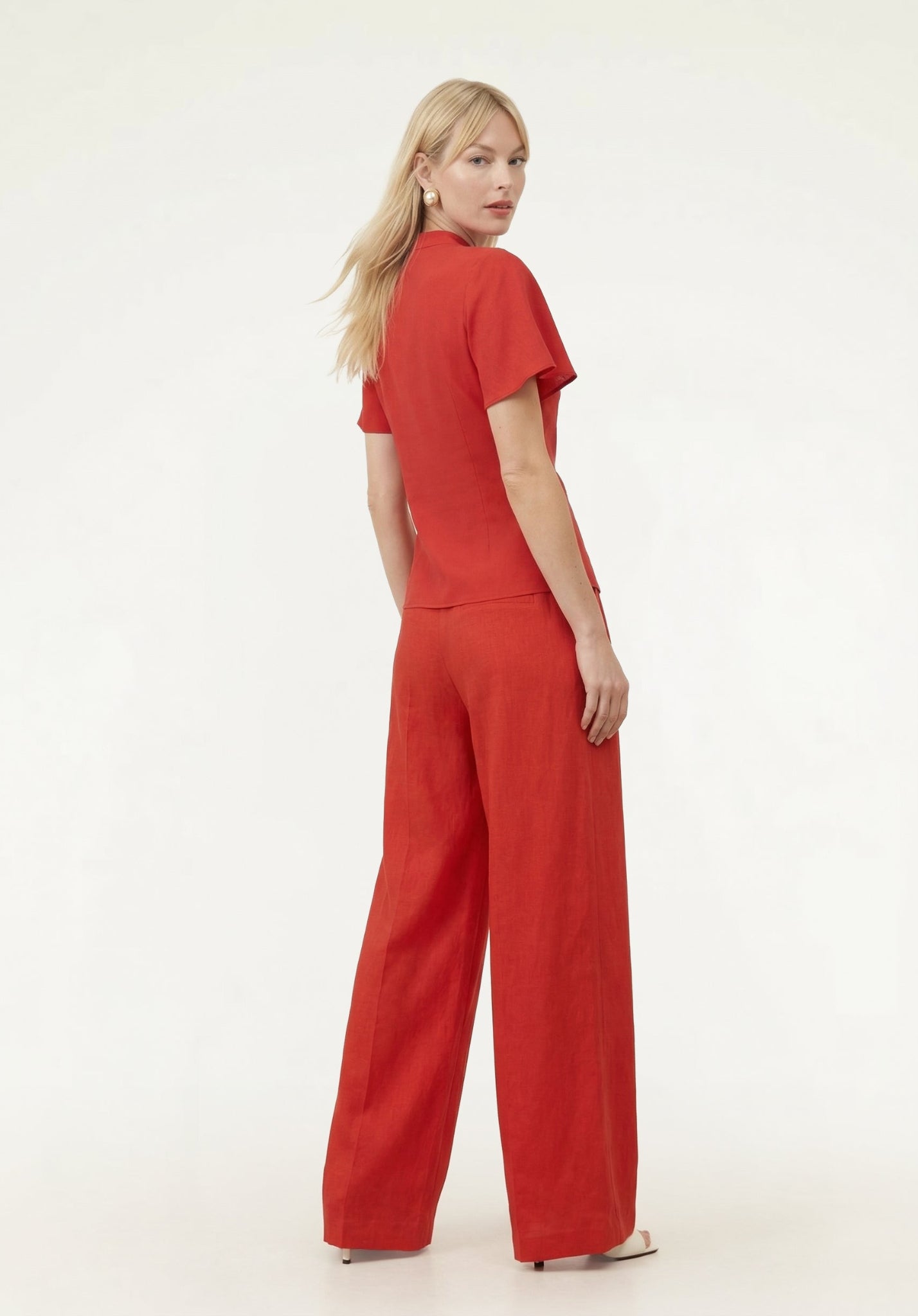 PREORDER Camille Flutter Sleeve Top In Red