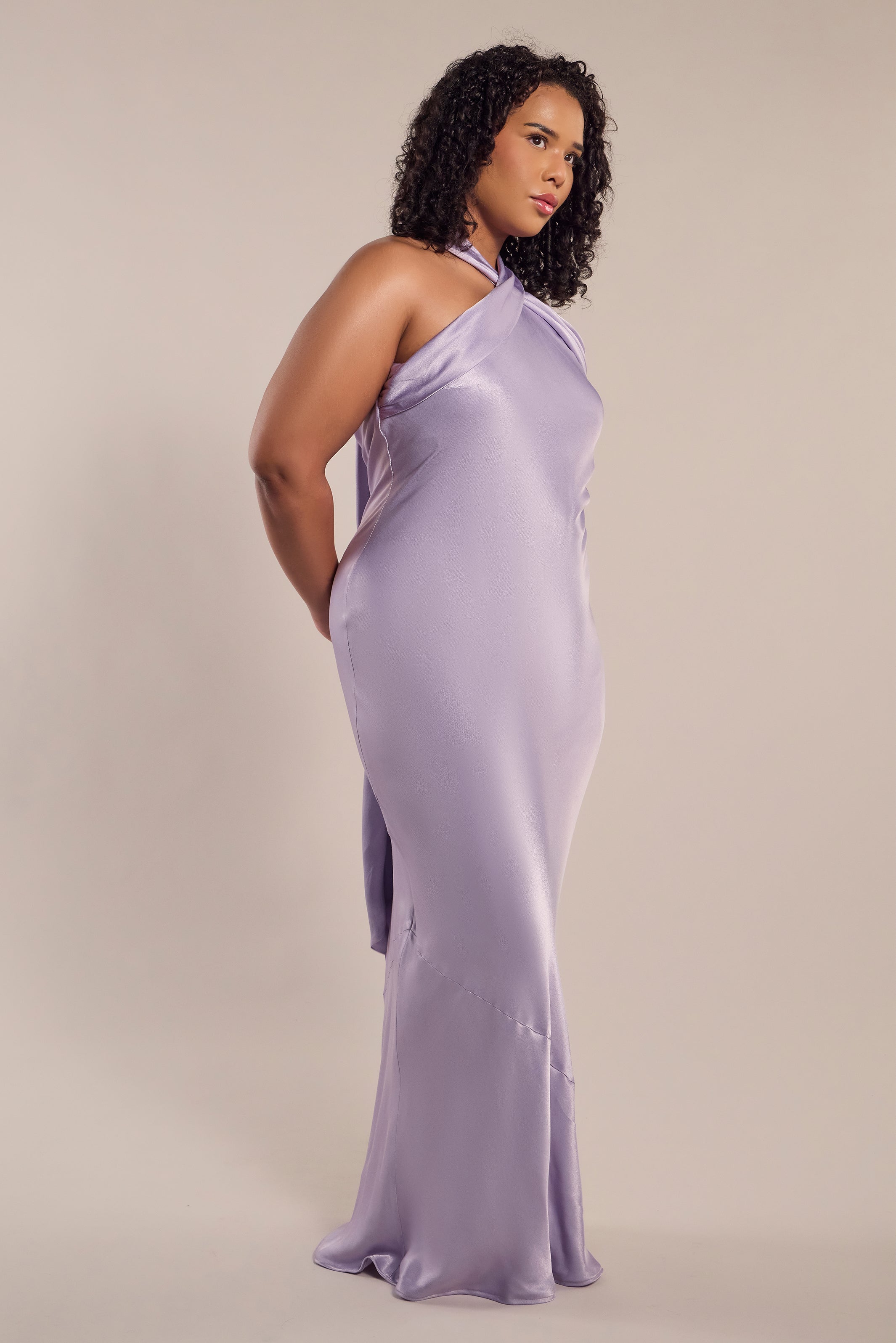 Roma Dress in Lilac Satin