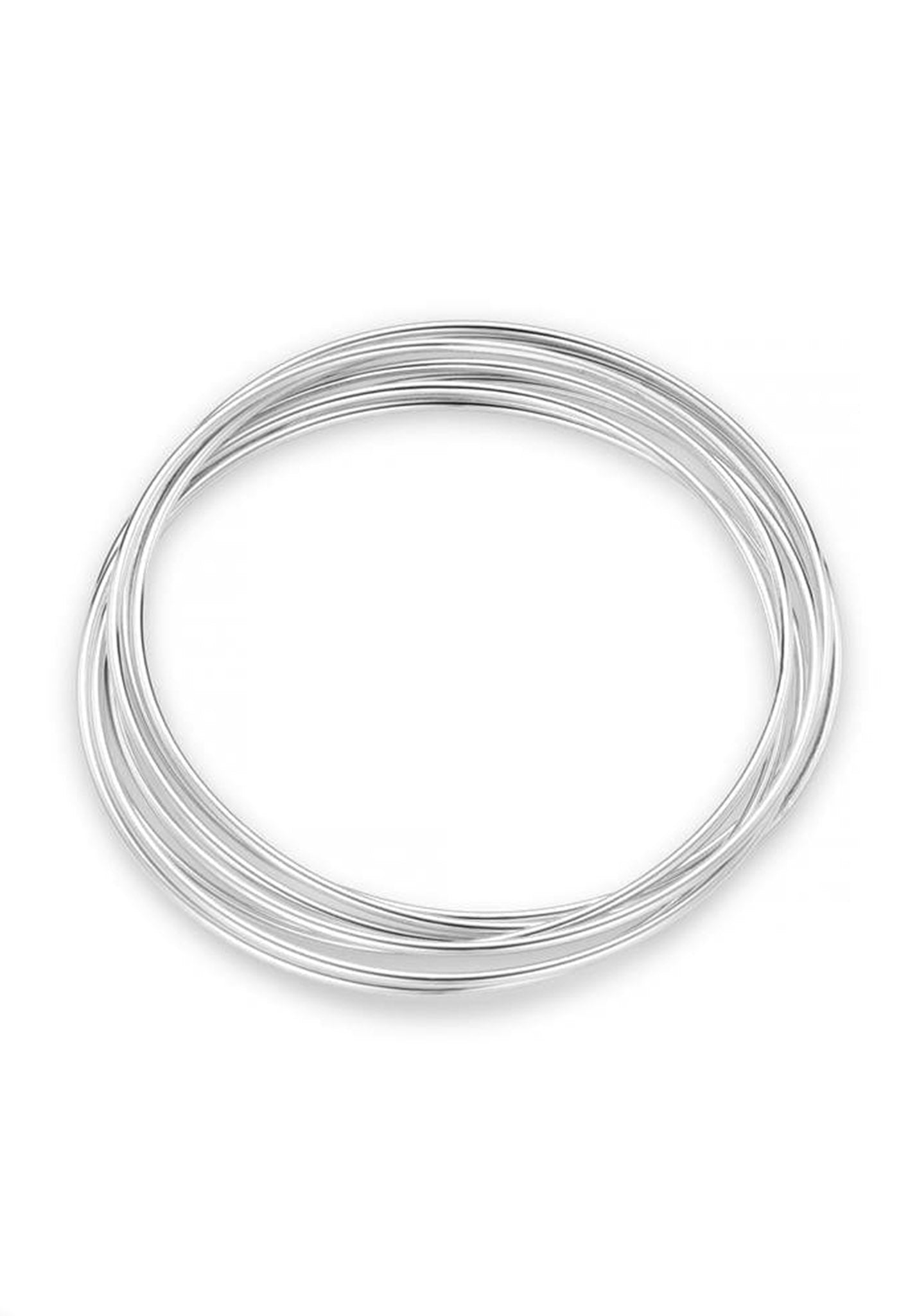 Fine Multi Interlocking Bangles - Silver