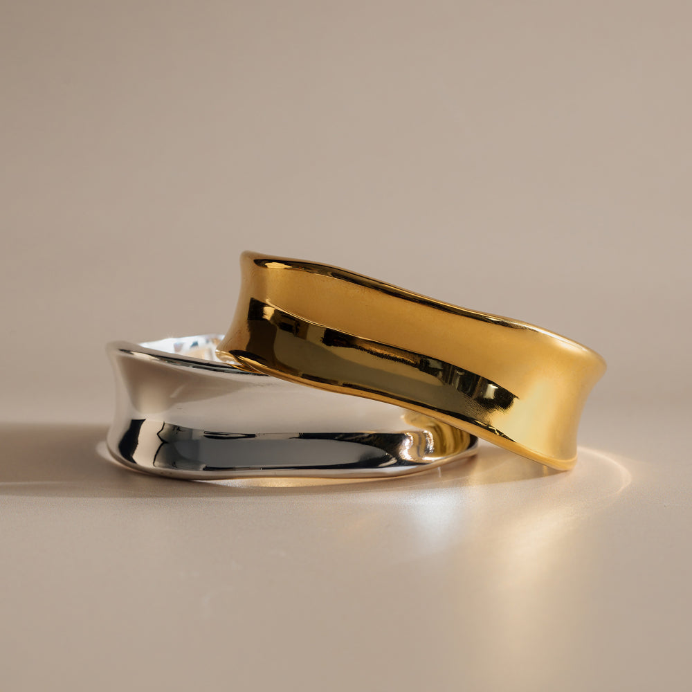 LUXE Polished Molten Bangle Silver