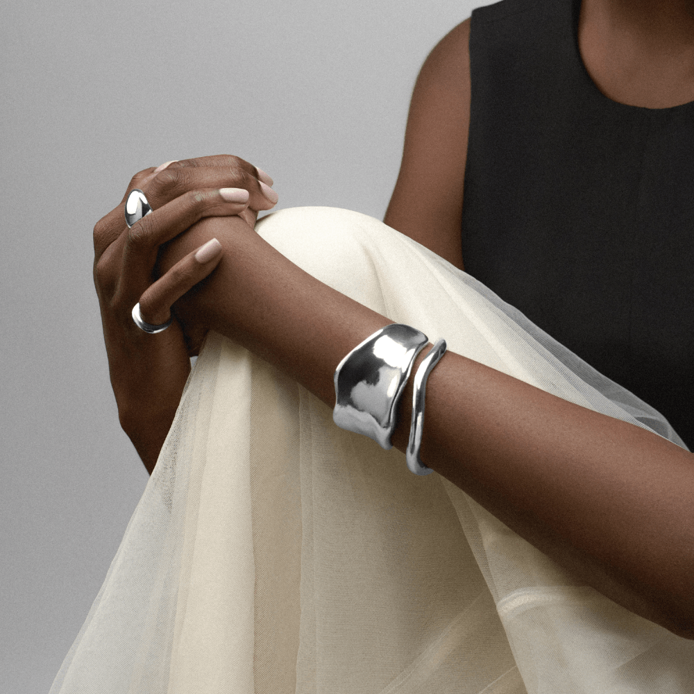 Statement Organic Molten Metal Cuff - Silver