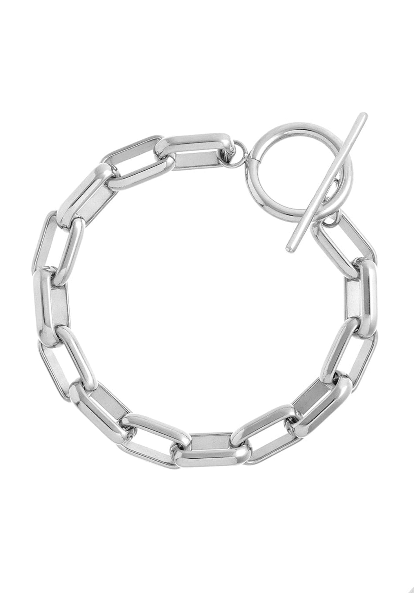 LUXE Rectangle Link T-Bar Bracelet - Silver