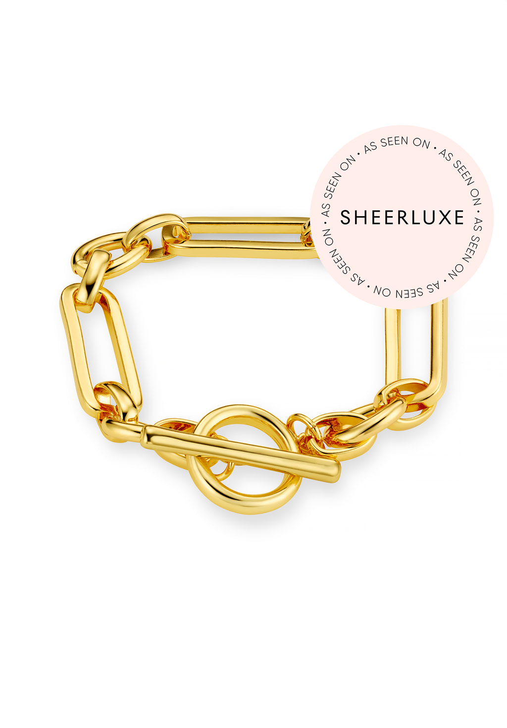 Rectangular Link T-Bar Bracelet - Gold