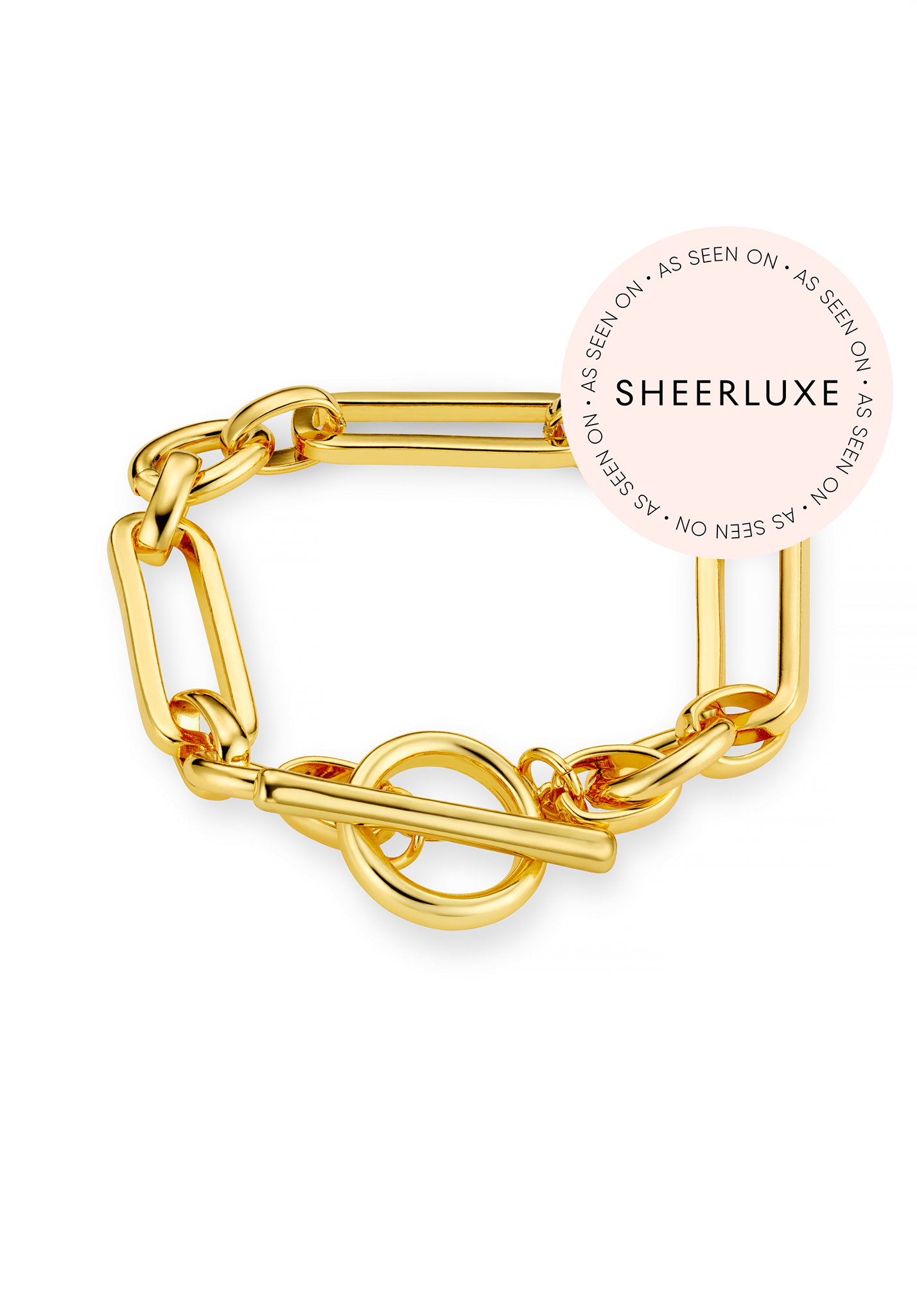 Rectangular Link T-Bar Bracelet - Gold