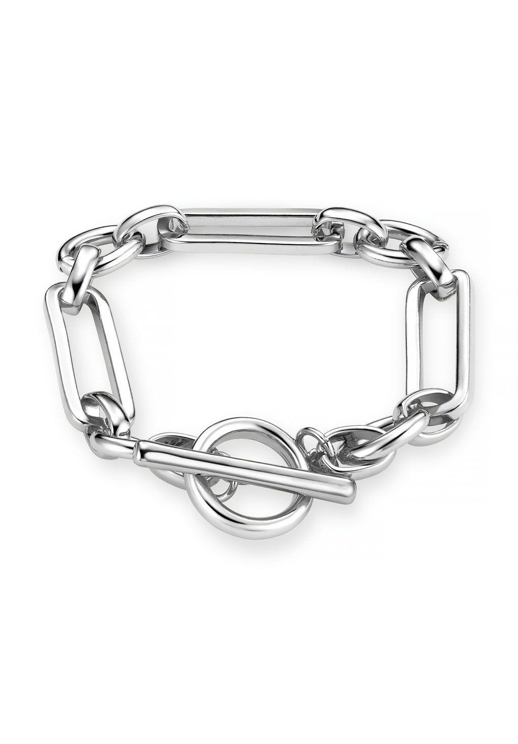 Rectangular Link T-Bar Bracelet - Silver