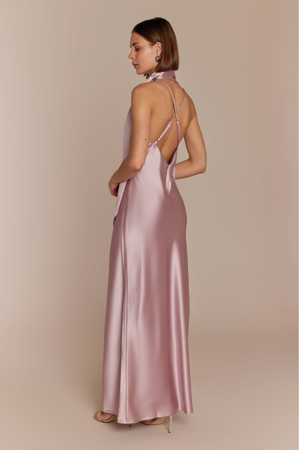 Brooklyn Dress in Rose Pink Satin - Strappy Slip Bridesmaid Dress
