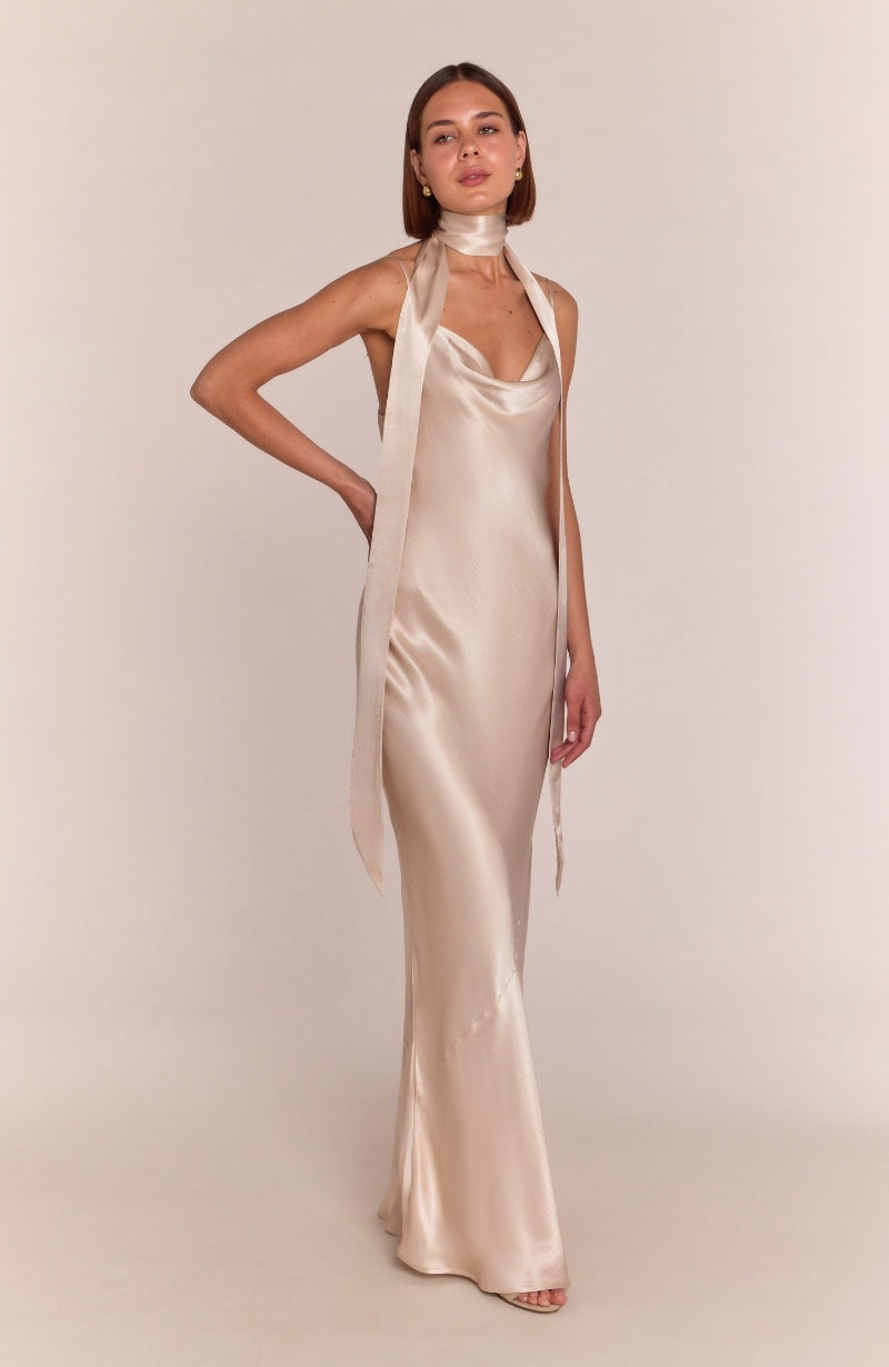 Pollenca Dress in Champagne Satin