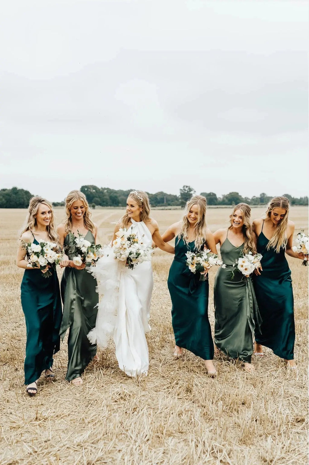 Brooklyn Dress in Forest Green Satin - Strappy Slip Bridesmaid Dress