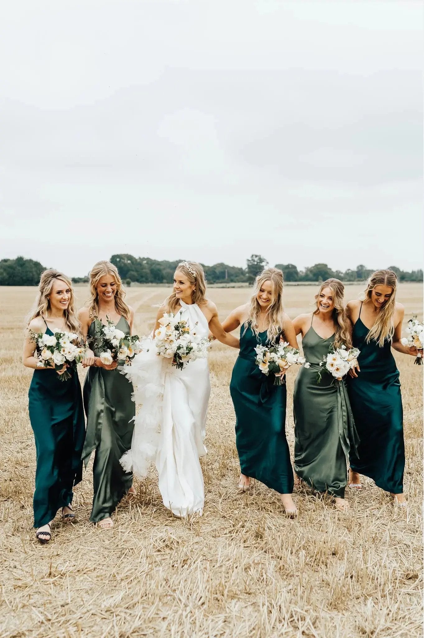 Brooklyn Dress in Forest Green Satin - Strappy Slip Bridesmaid Dress
