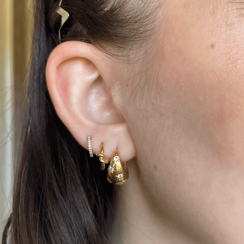 Tapered Crystal Starburst Hoop Earrings