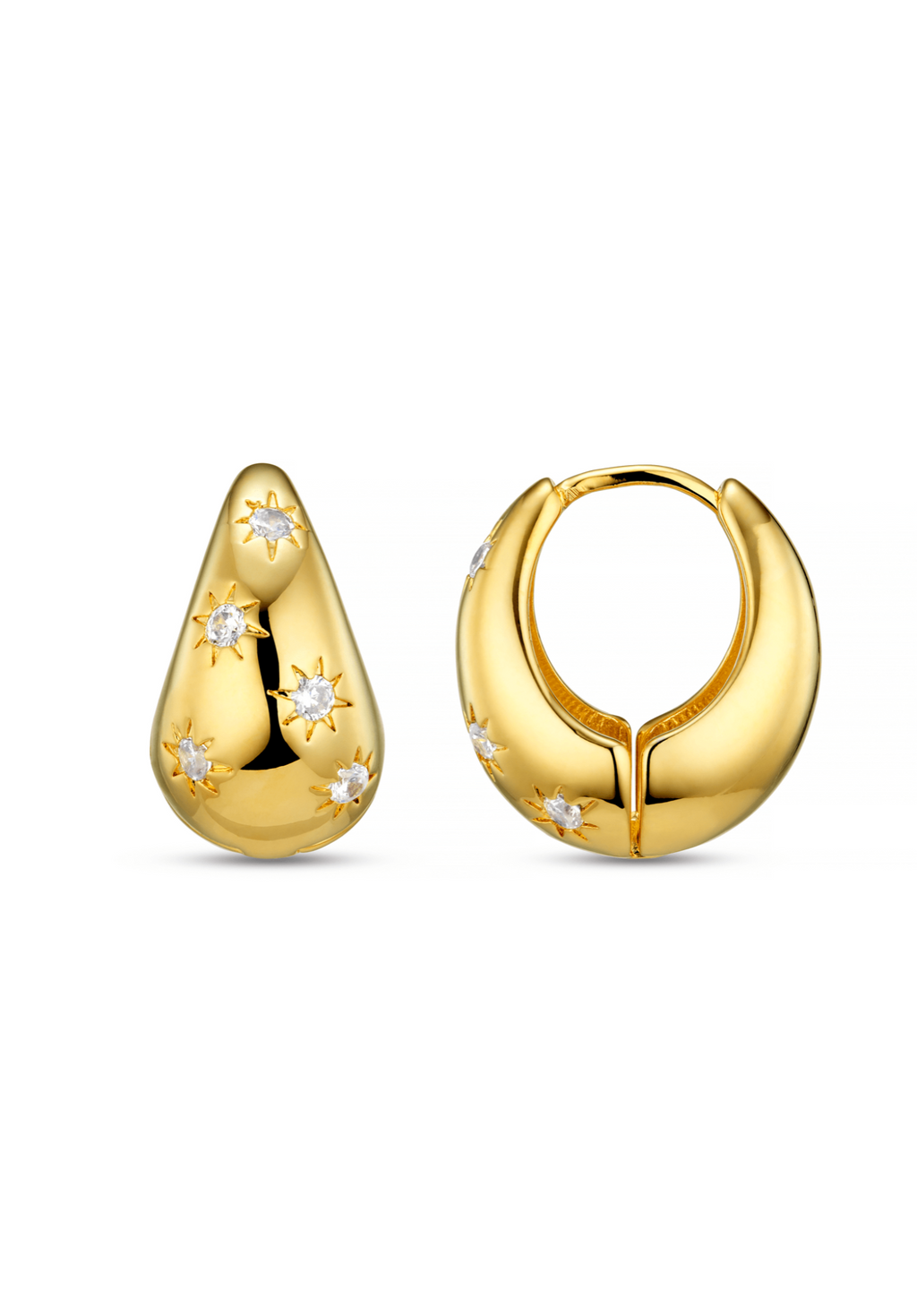 Tapered Crystal Starburst Hoop Earrings
