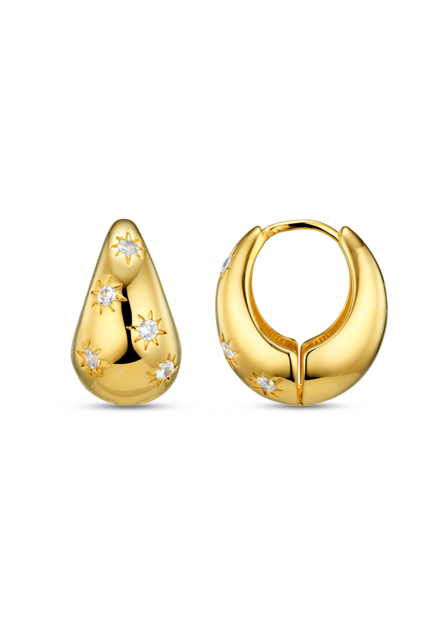 Tapered Crystal Starburst Hoop Earrings