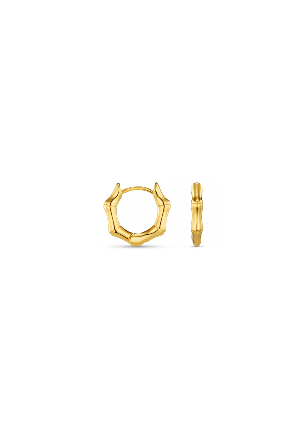 LUXE Polished Bamboo Huggie Hoop Earrings
