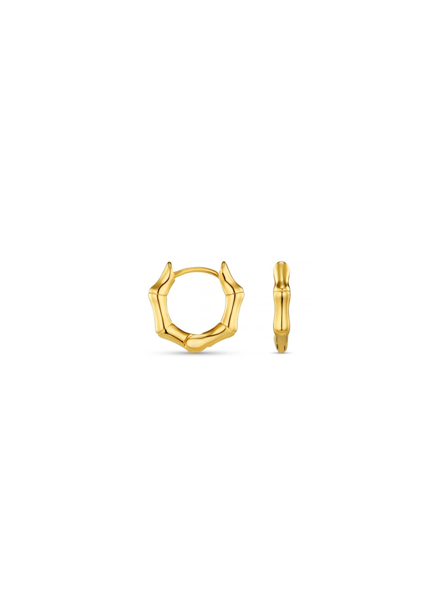 LUXE Polished Bamboo Huggie Hoop Earrings