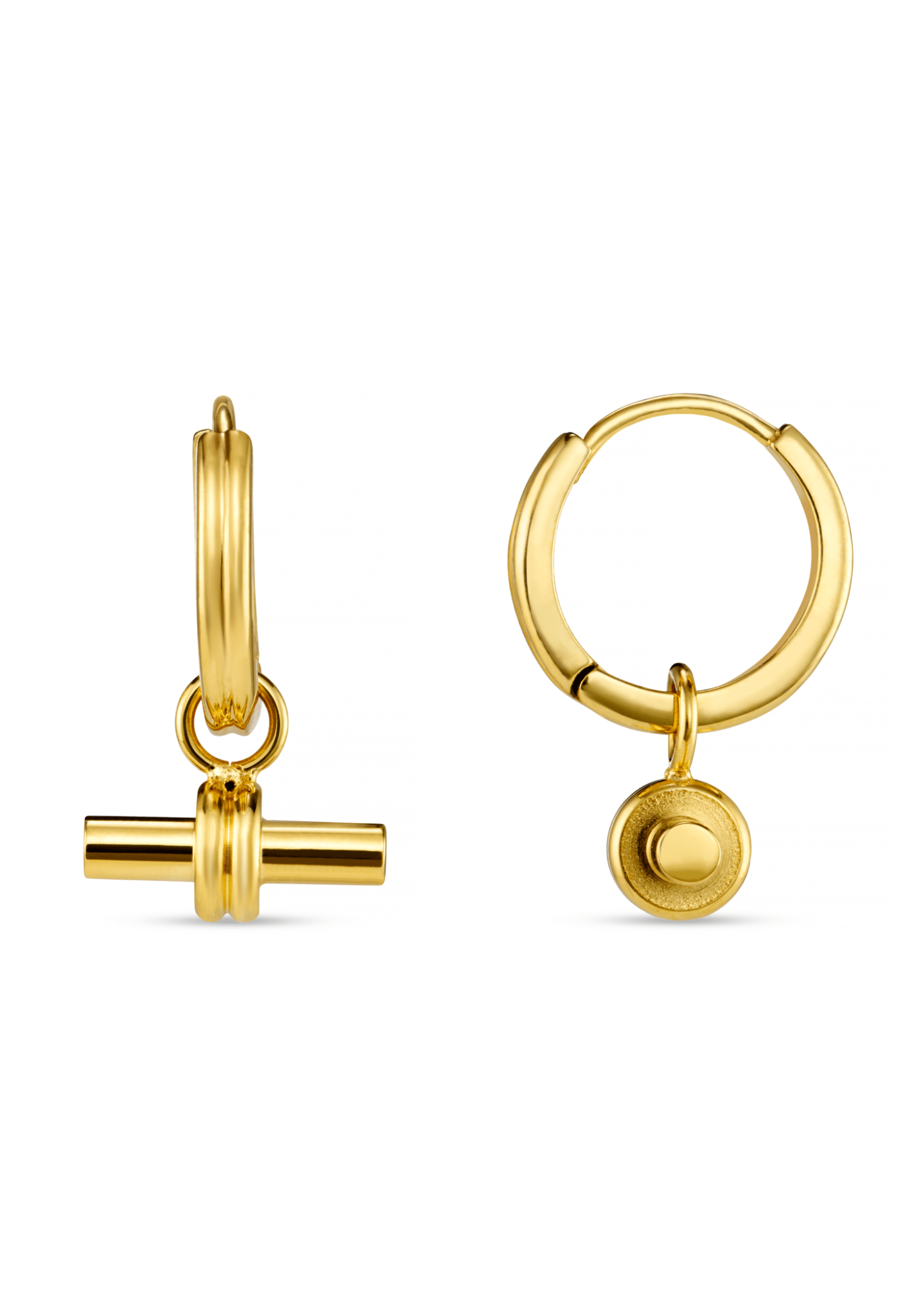 LUXE Linear T-Bar Drop Hoop Earrings - Gold
