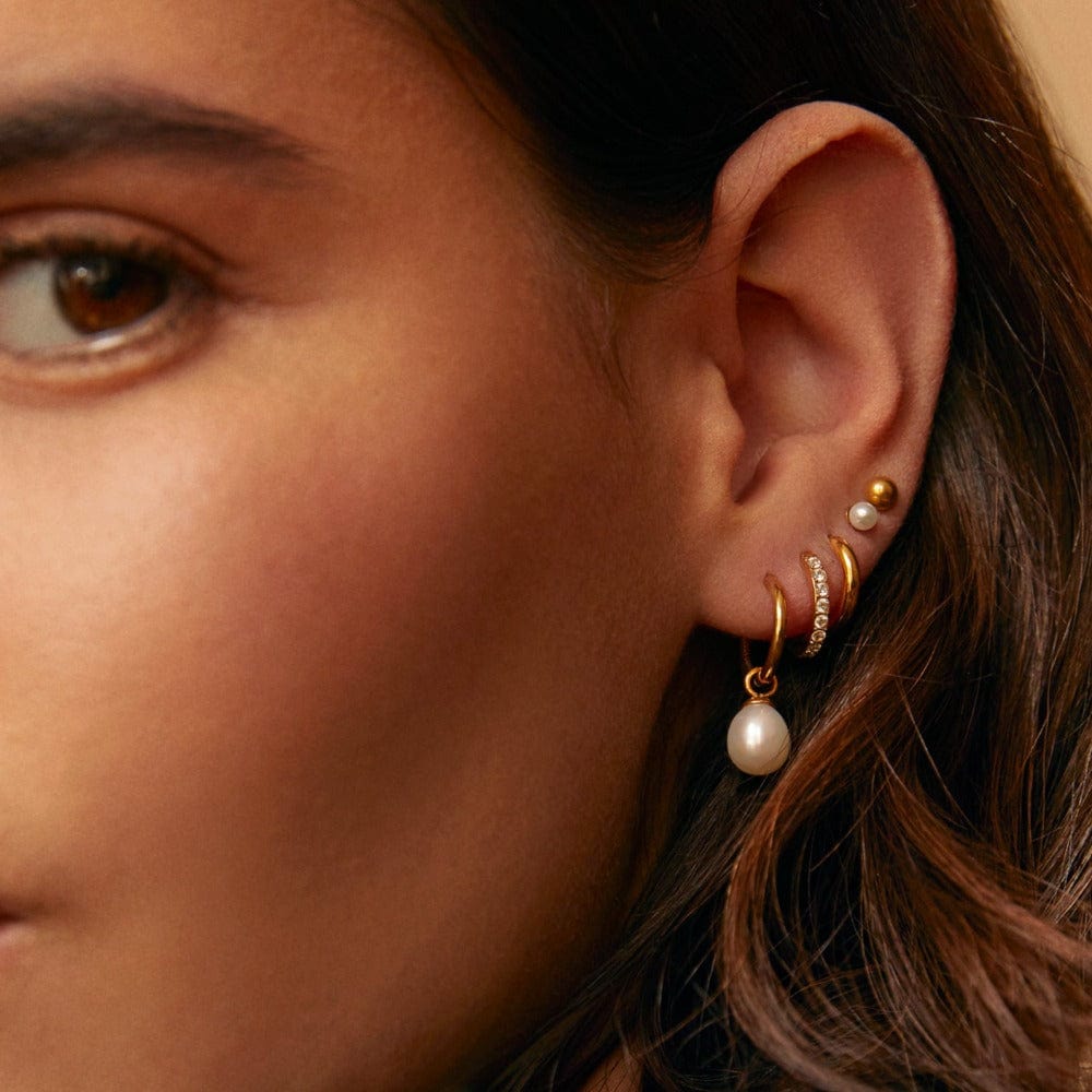 LUXE Pavé Huggie Hoop Earrings - Gold