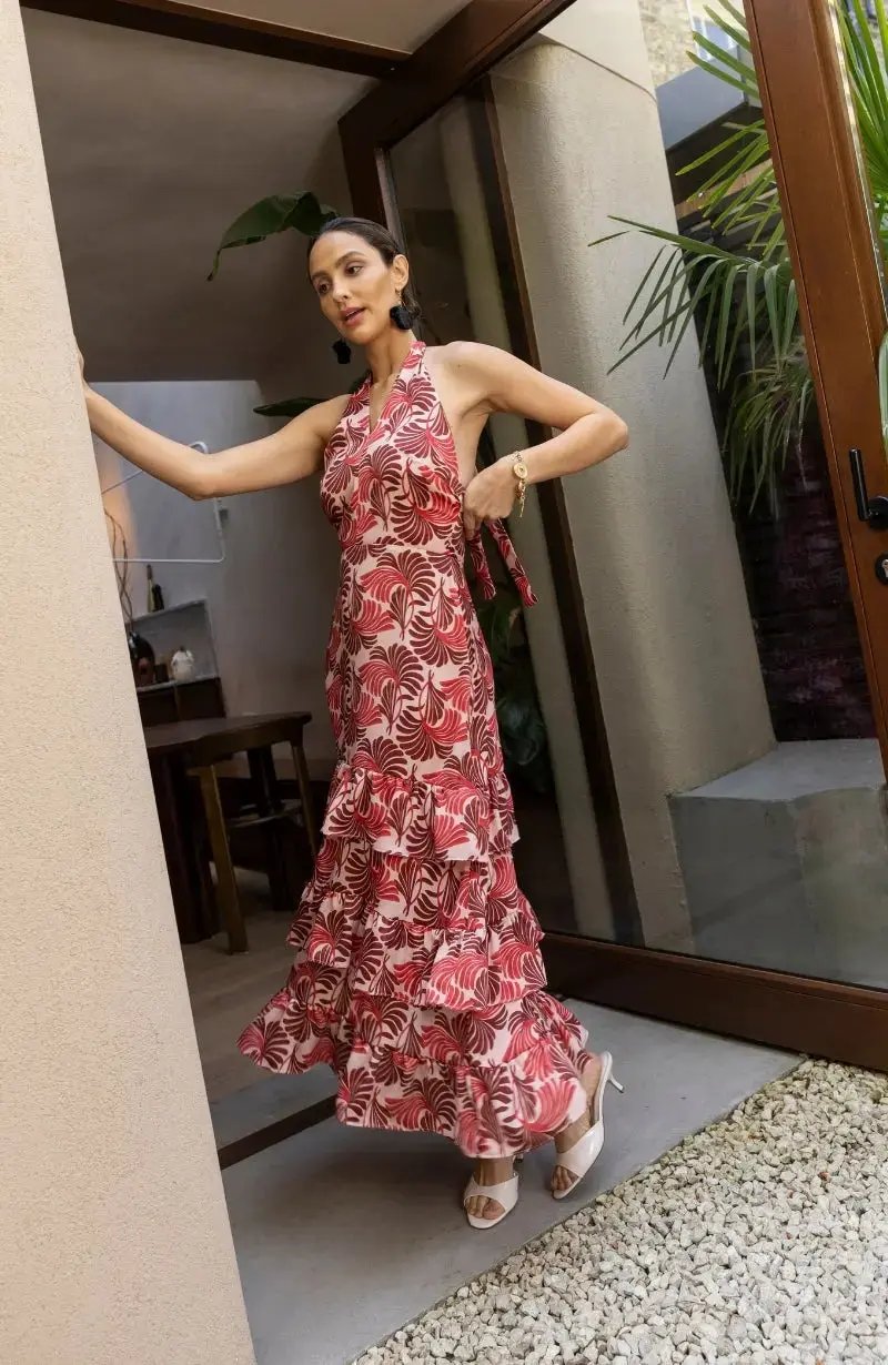 Jamie Dress in Pink Fan Print