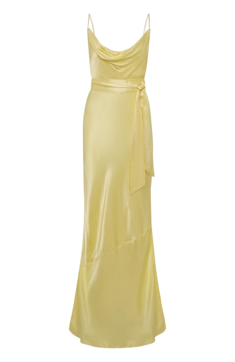 Pollenca cowl neck Dress in Lemonade Yellow
