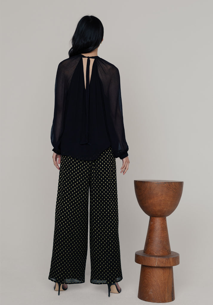 Leon Gold Spot Trousers in Black