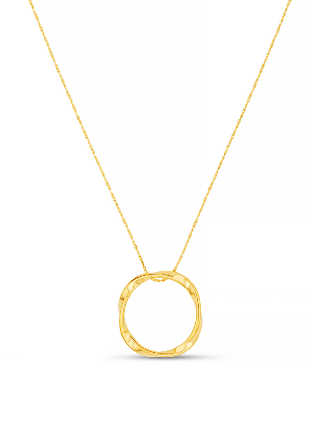 Open Circle Mid Length Necklace - Gold