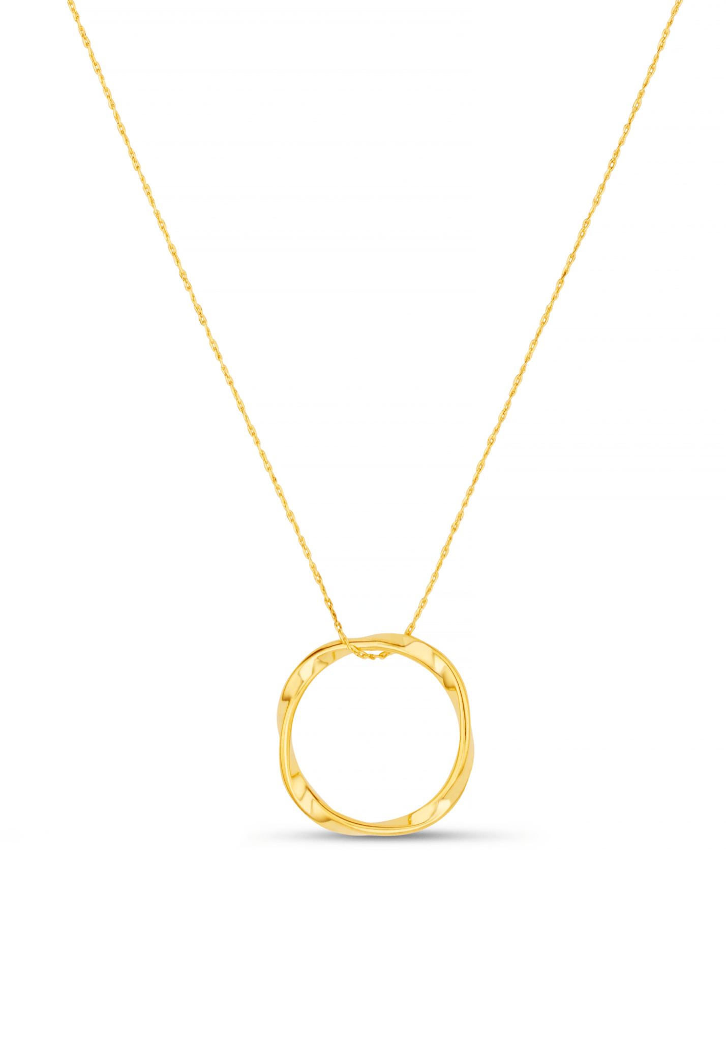Open Circle Mid Length Necklace - Gold