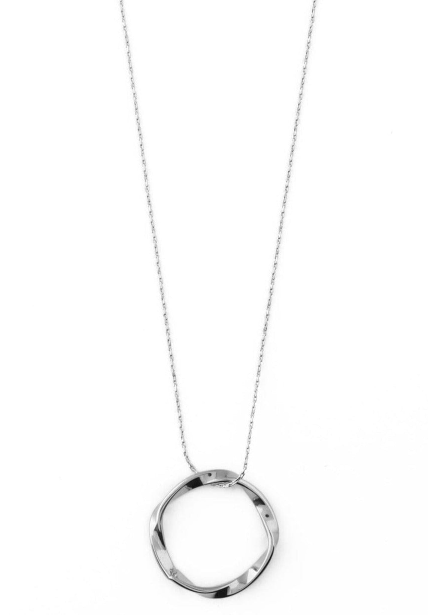 Open Circle Mid Length Necklace - Silver