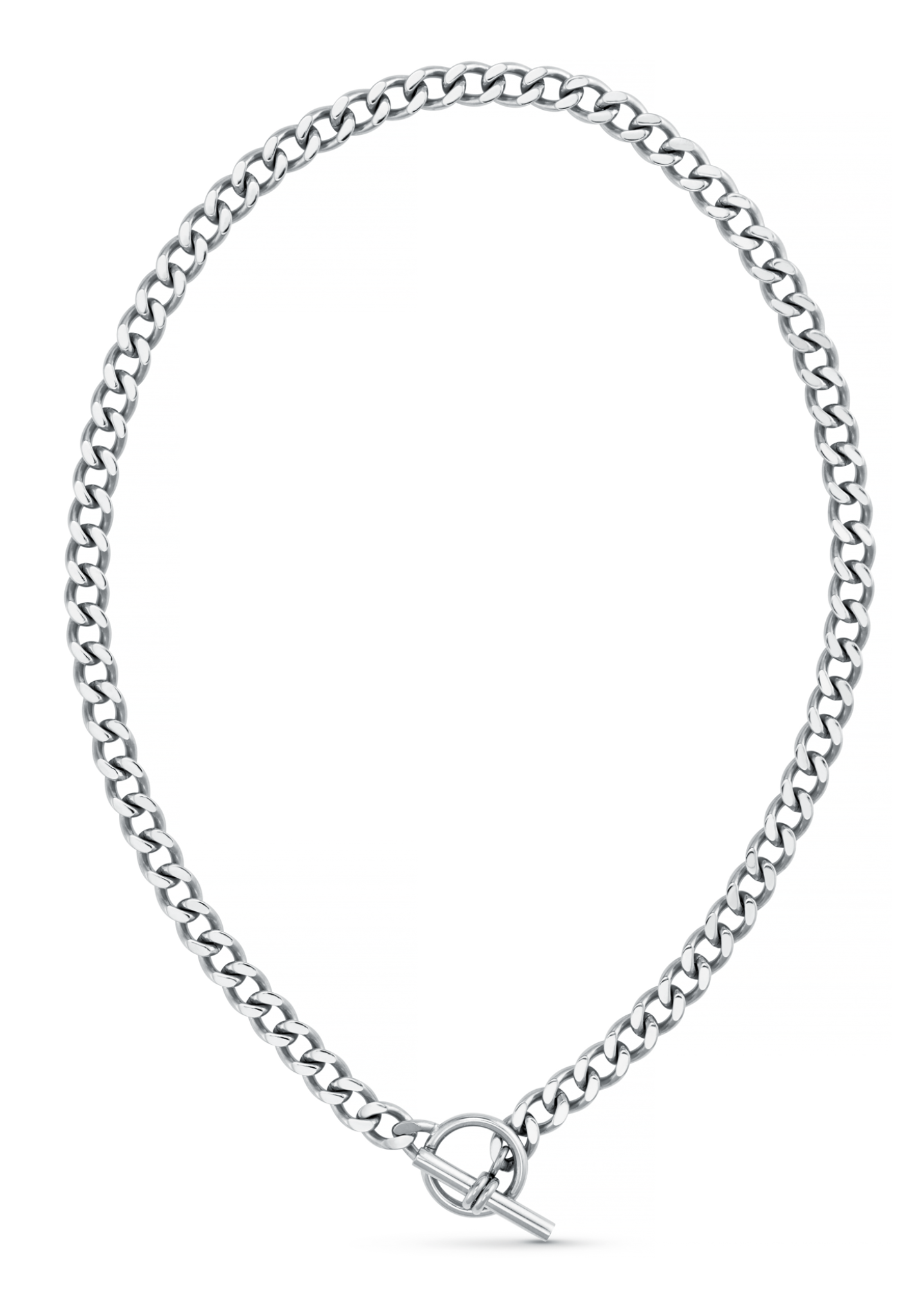 LUXE Flat Curb T-Bar Necklace - Silver
