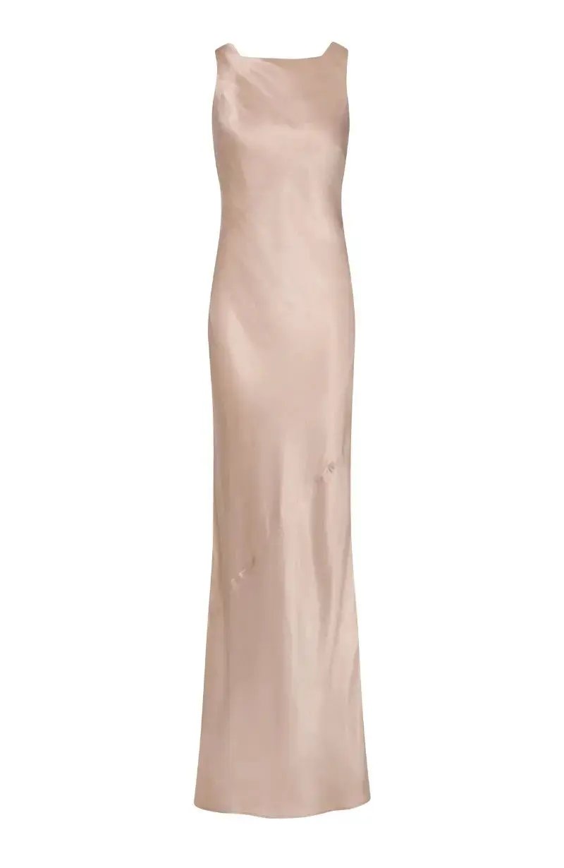 Paris Dress in Champagne Viscose Satin