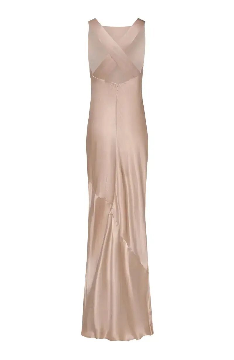 Paris Dress in Champagne Viscose Satin