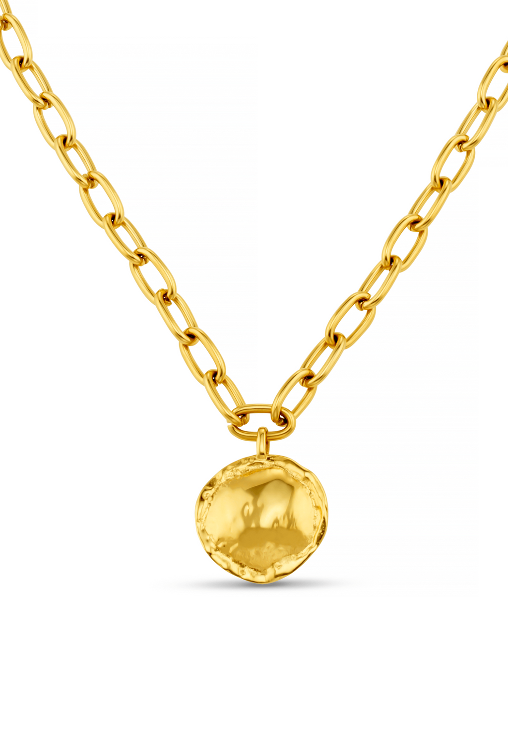 LUXE Oval Link & Molten Coin Necklace