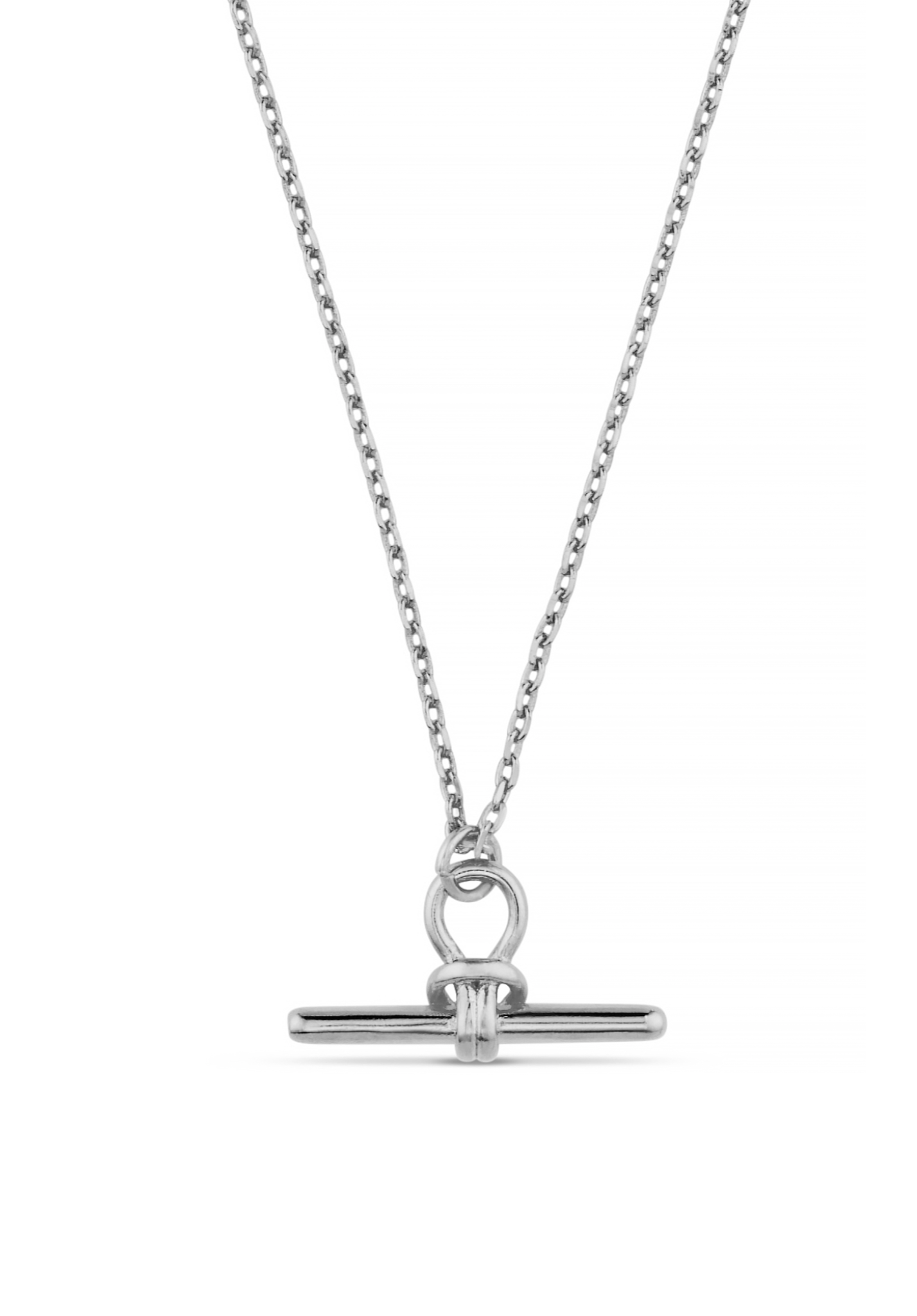 Dainty T-Bar Knot Necklace - Silver
