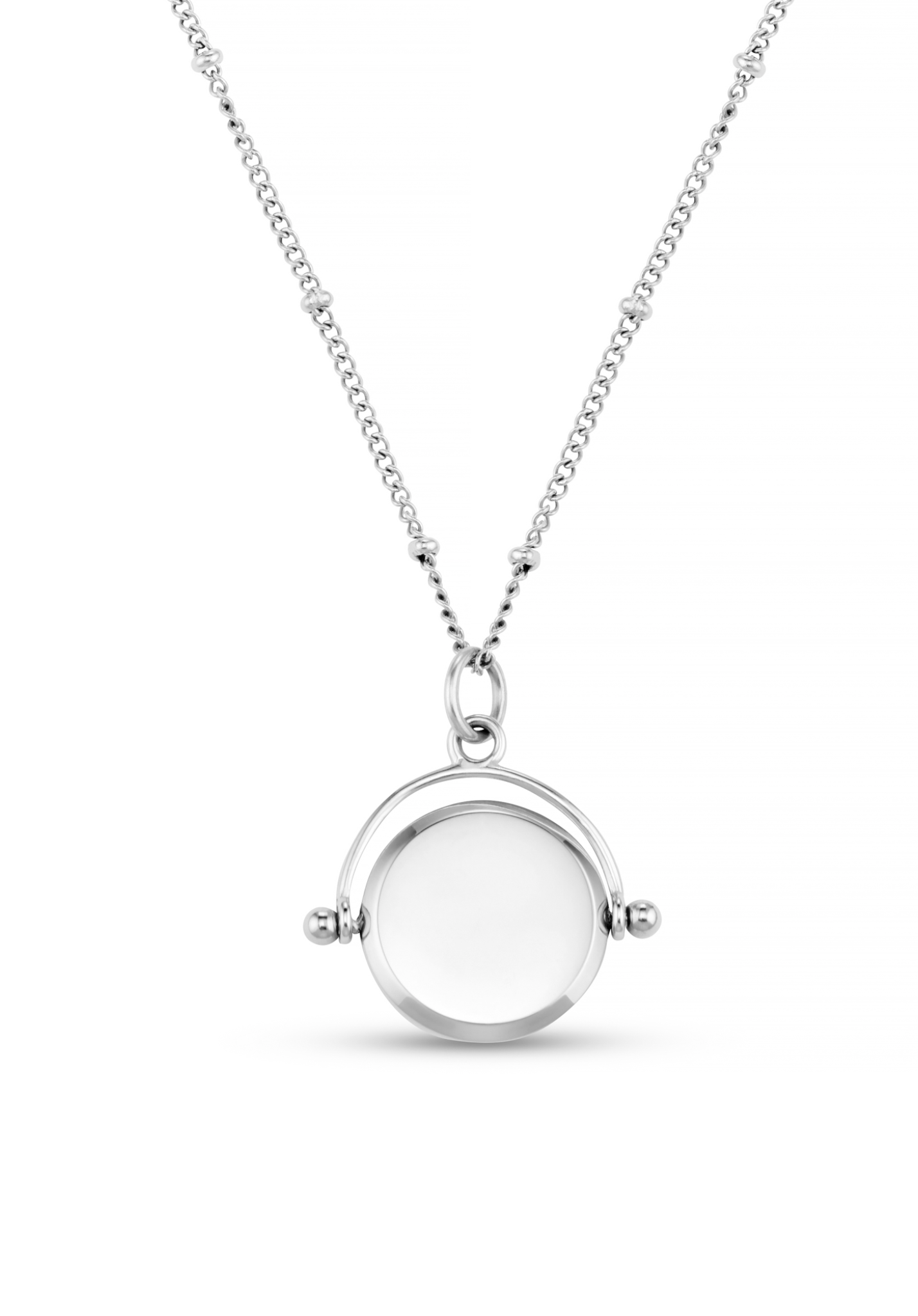 LUXE Faceted Disc Spinner Necklace - Silver