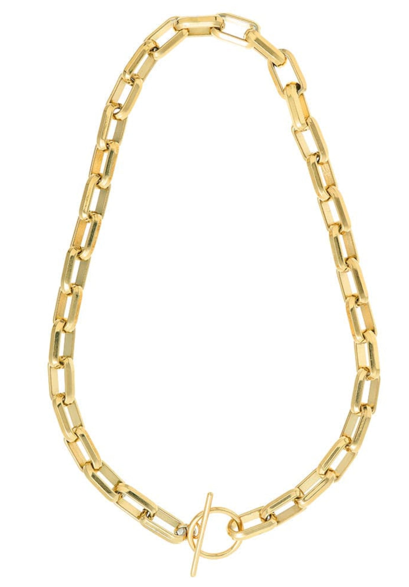 LUXE Rectangle Link T-Bar Necklace - Gold