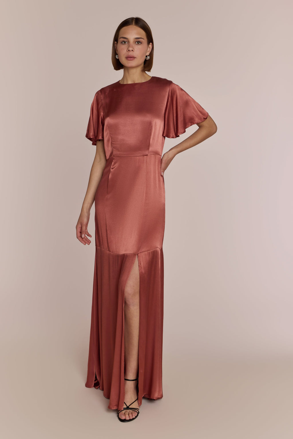 Sienna Dress in Terracotta Lenzing™ Ecovero™ Satin