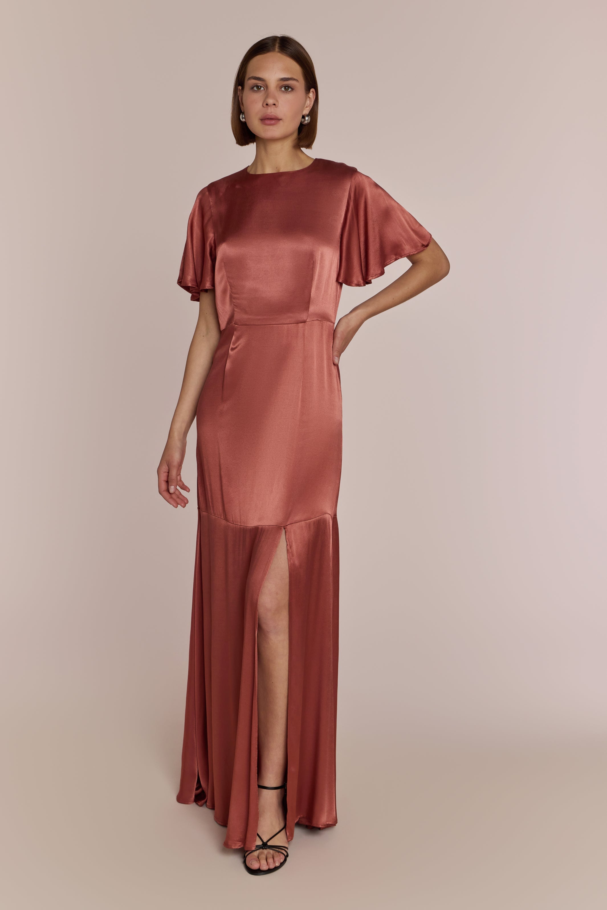 Sienna Dress in Terracotta Lenzing™ Ecovero™ Satin