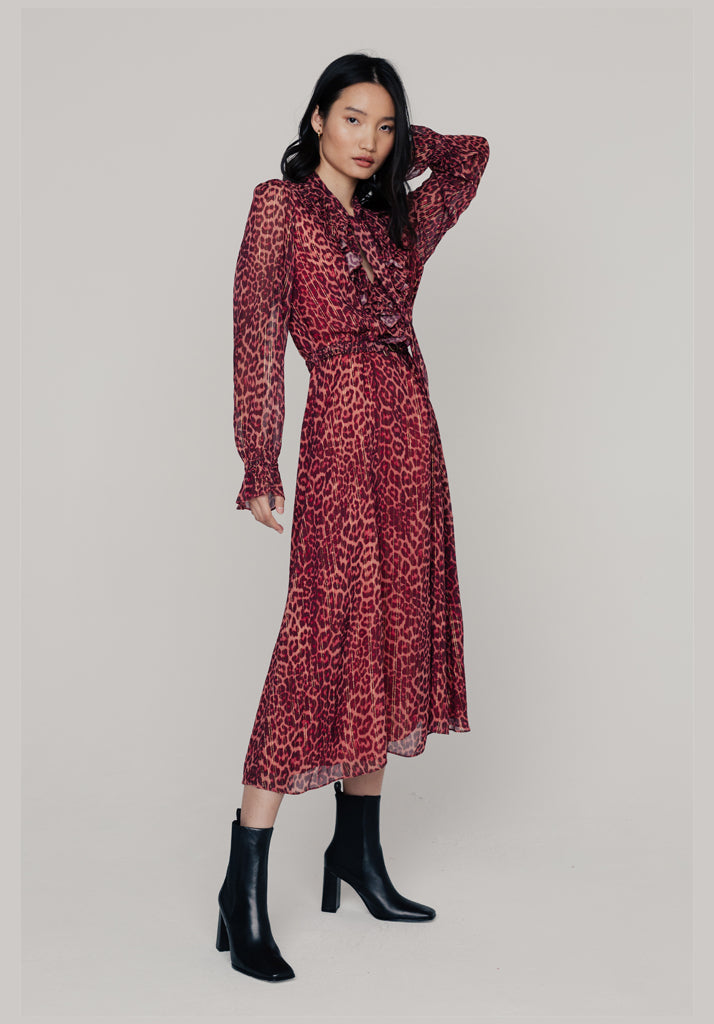 Margot Leopard Midi Dress in Burgundy | Dresses | LilyandLionel Lily and Lionel Margot Leopard Midi Dress in Burgundy | Dresses | LilyandLionel Lily and Lionel