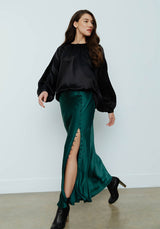 Mia Skirt Silk Satin Emerald Green