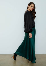 Mia Skirt Silk Satin Emerald Green